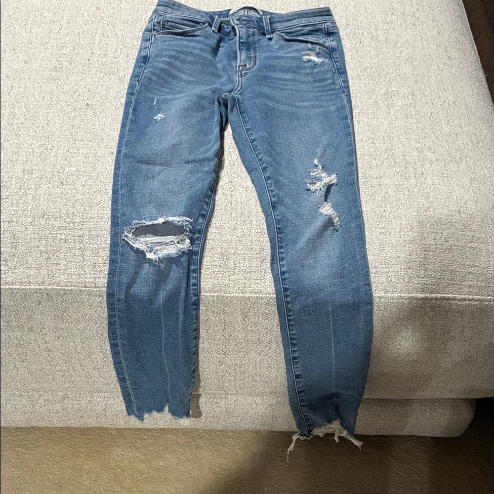 Abercrombie & Fitch Ripped Junior Blue Skinny Jeans - Midrise
